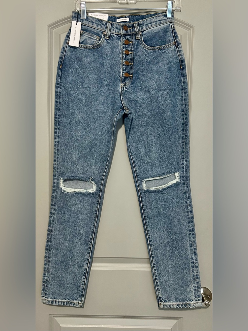 NWT WeWoreWhat The Danielle High Rise Vintage Straight Jeans Size 26 Button Fly - Picture 2 of 7